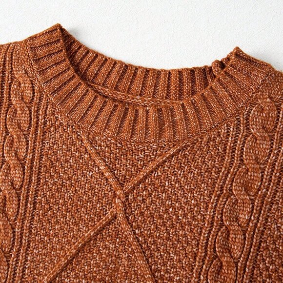 Brown Women's Casual Textured Knit Oversized Loose Fit Dress - Picture 7 of 10